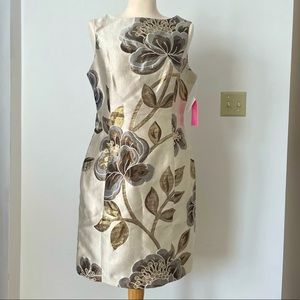 NWT Isaac Mizrahi Metallic Floral Sheath Dress Sz 10